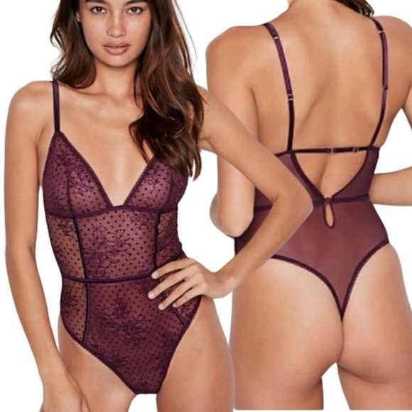 NWT Victoria’s Secret laced polka dot bodysuit - Picture 1 of 6